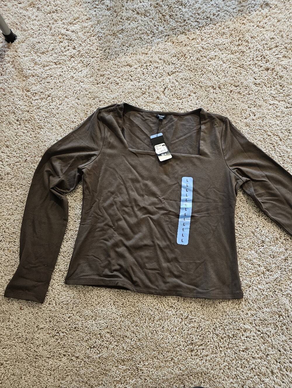 Express Long Sleeve Square Neck Top